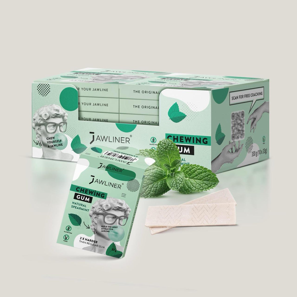 JAWLINER® Chewing Gum | Spearmint | Medium Hard