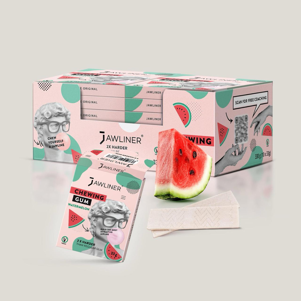 50% OFF | JAWLINER® Chewing Gum | Limited Edition | Watermelon | Medium Hard