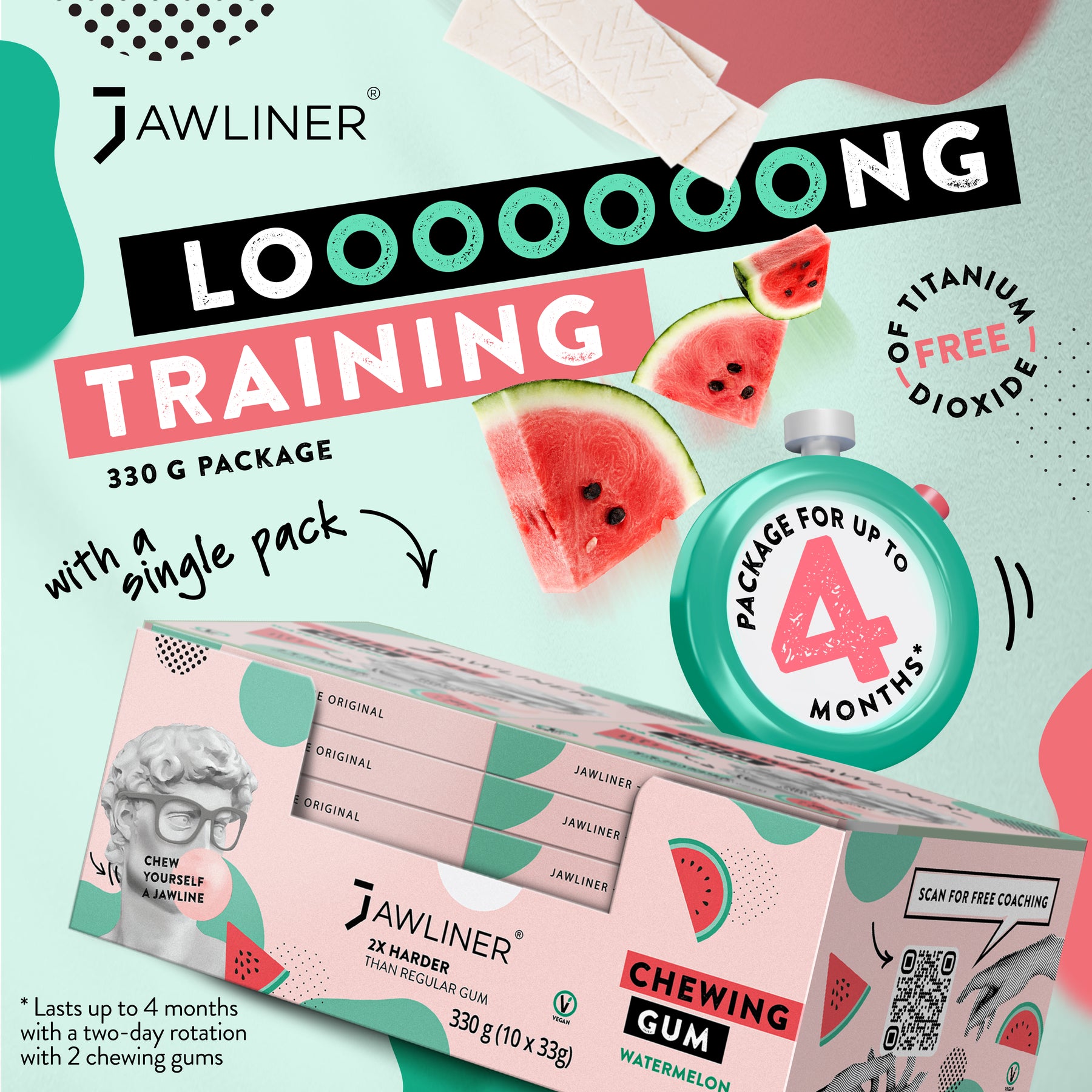 JAWLINER® Chewing Gum | Limited Edition | Watermelon | Medium Hard