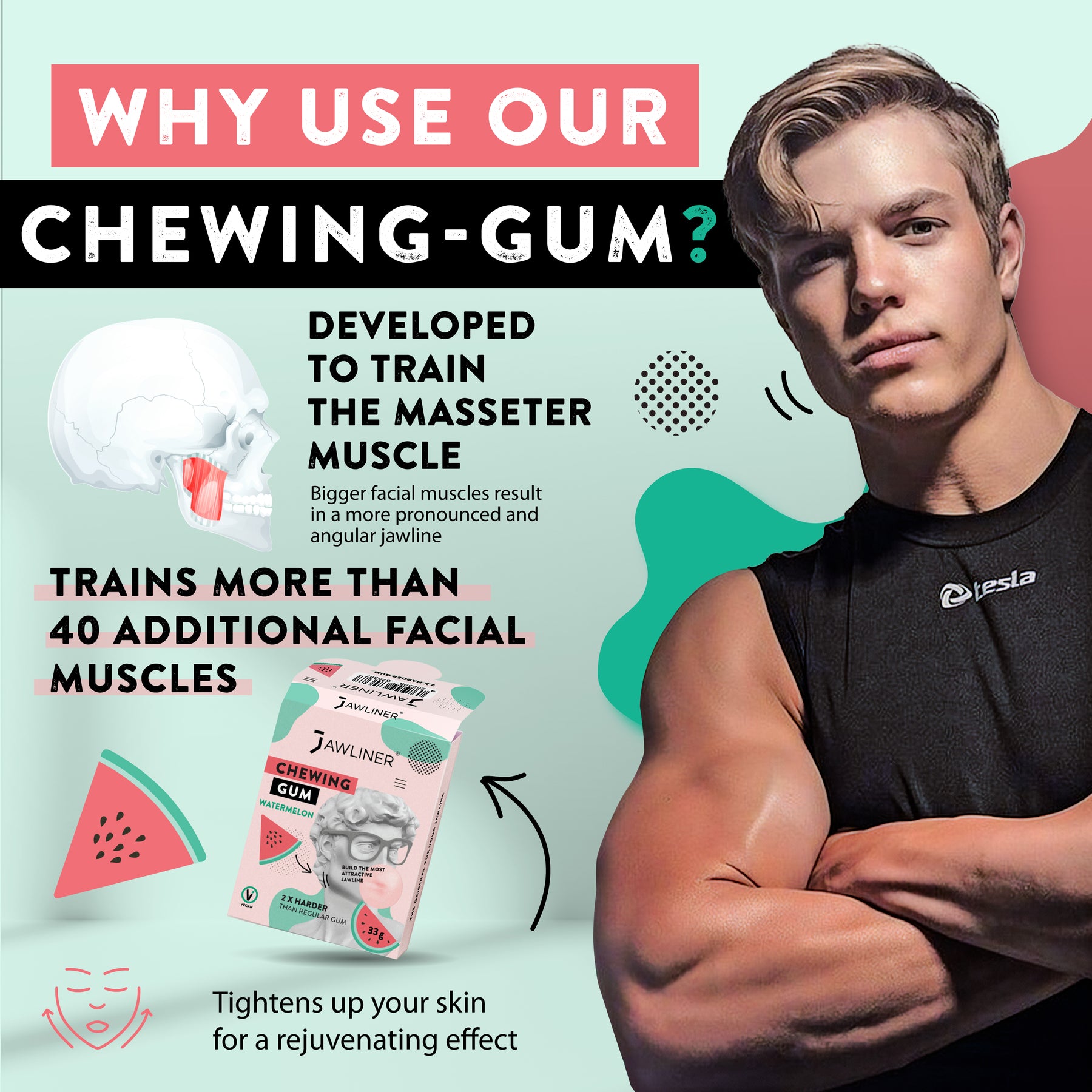 JAWLINER® Chewing Gum | Limited Edition | Watermelon | Medium Hard