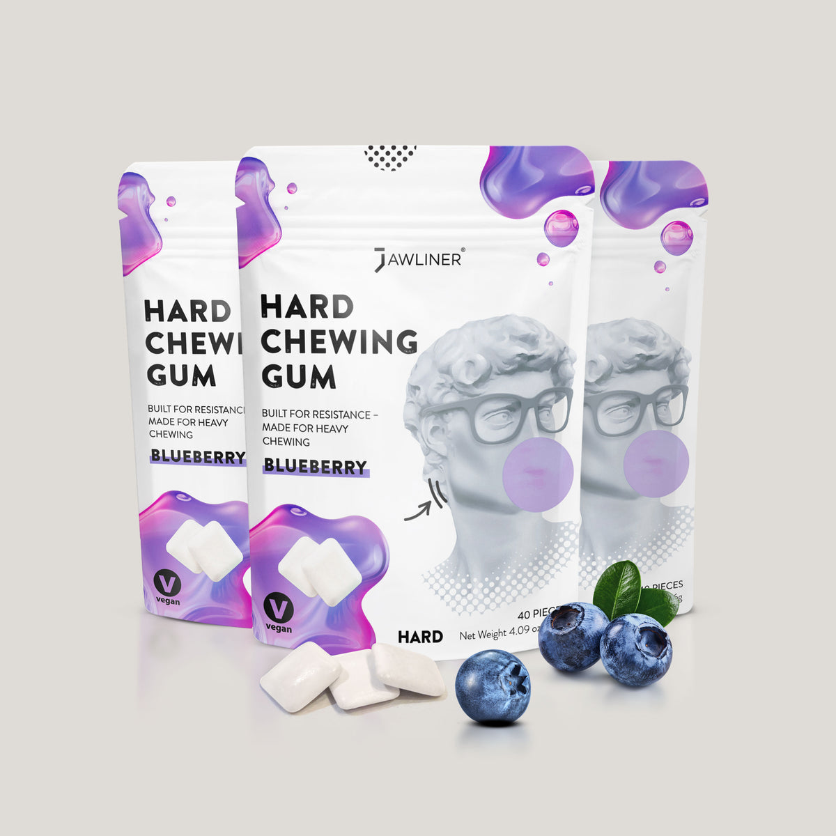 JAWLINER® Hard Chewing Gum | Blueberry | NEW DROP