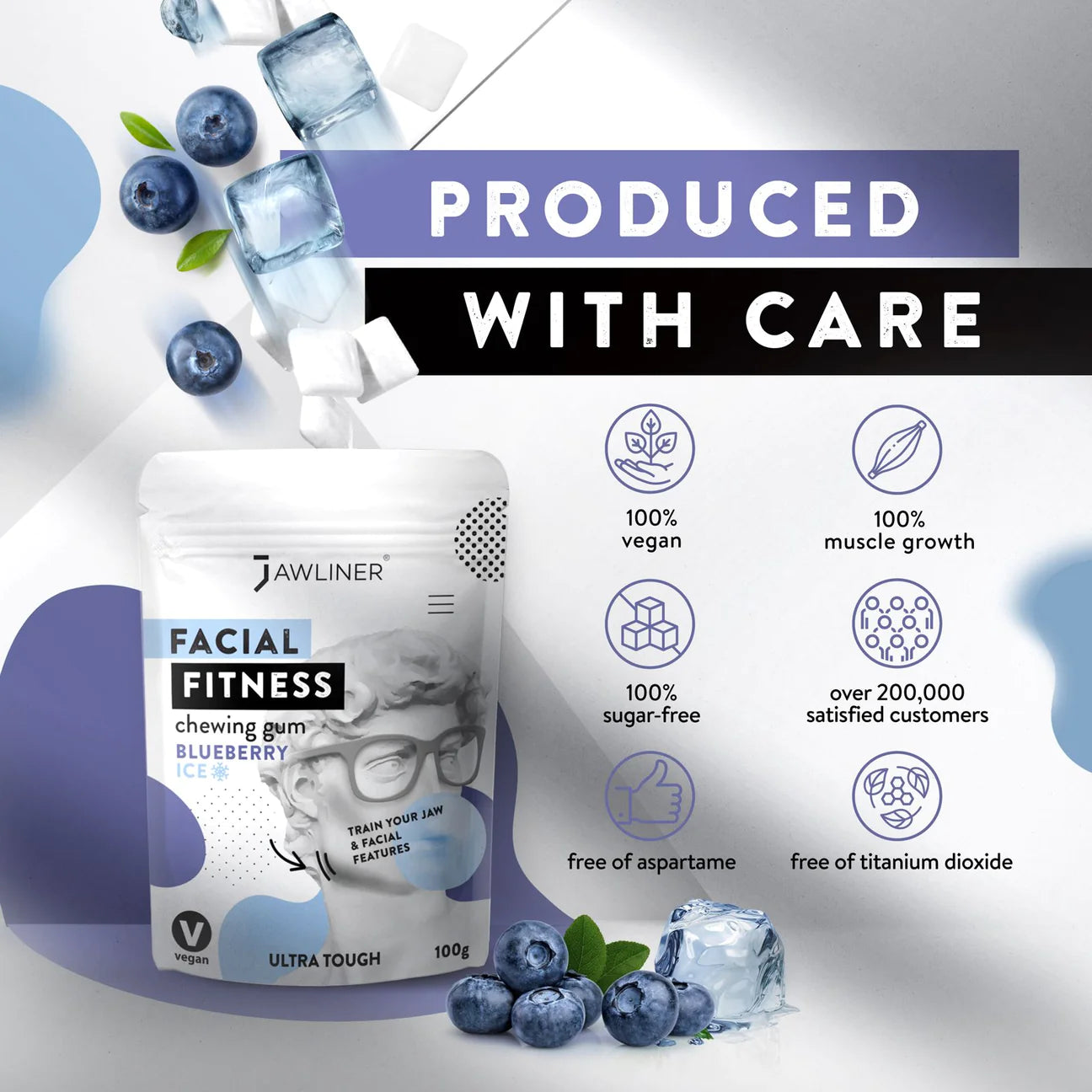 NEW FLAVOR | JAWLINER® Facial Fitness Chewing Gum | Blueberry Ice