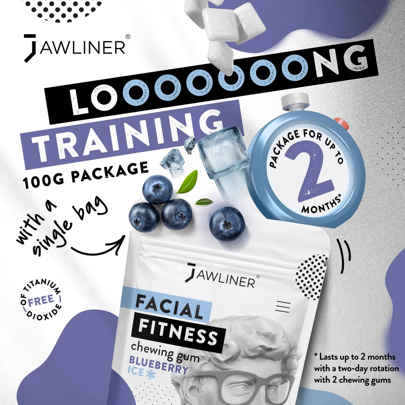 JAWLINER Fitness Chewing Gum (2 months pack) Jawline Gum Sugar Free Gum  Mint