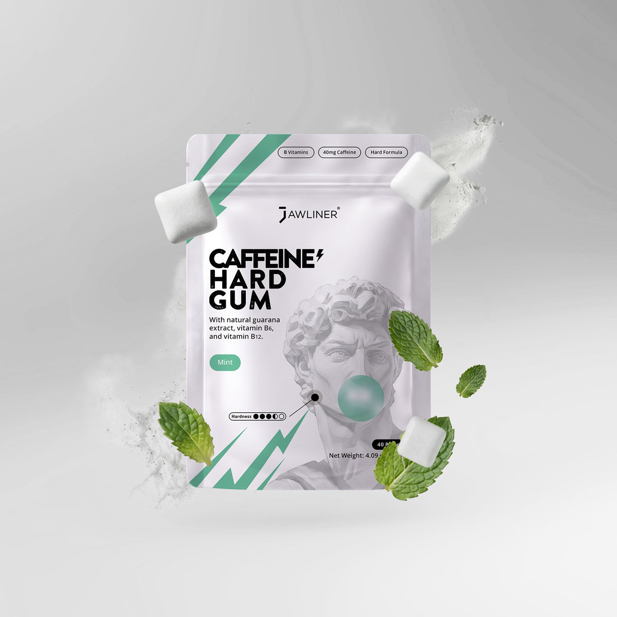 NEW DROP | JAWLINER® Chewing Gum Hard + Caffeine - Mint
