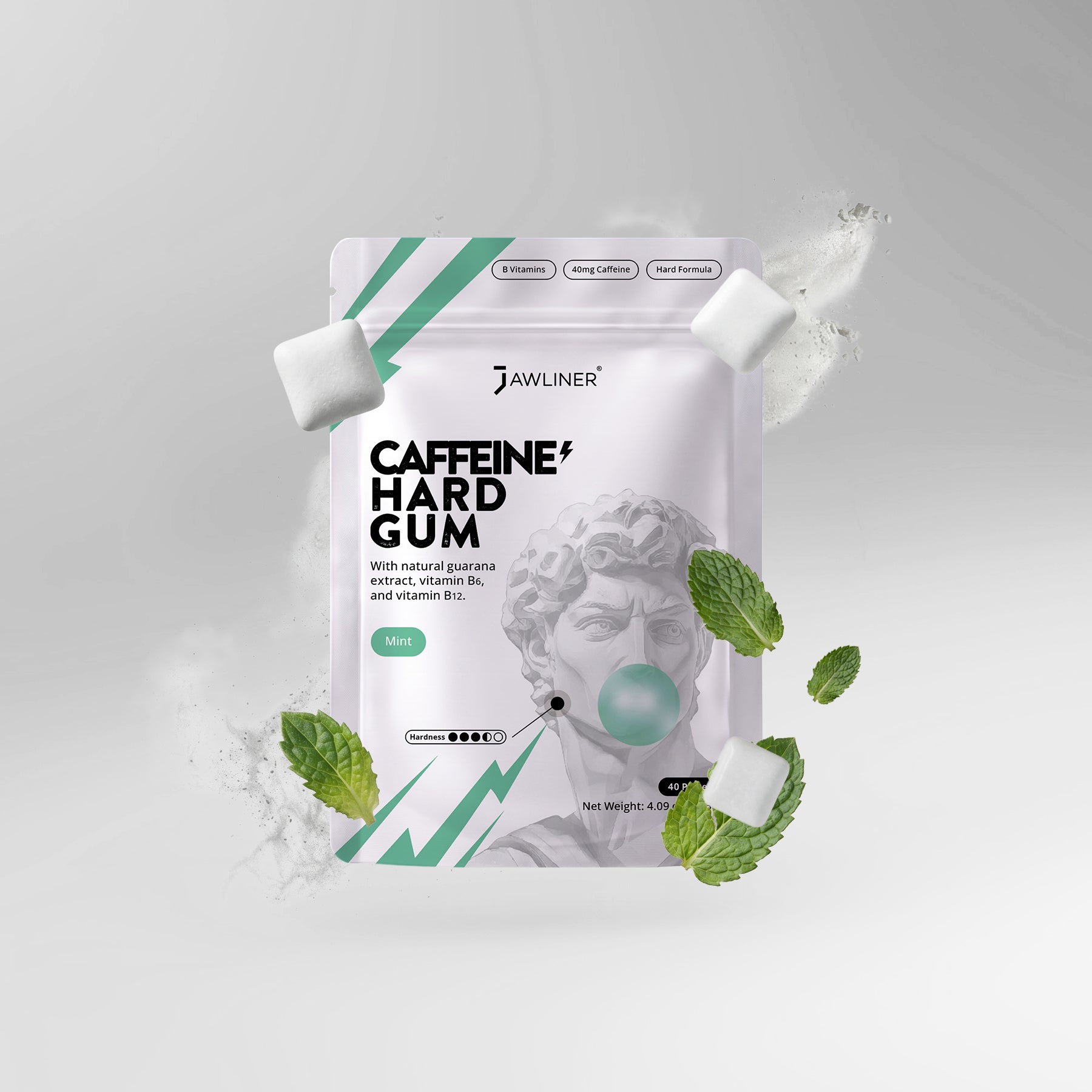 NEW DROP | JAWLINER® Chewing Gum Hard + Caffeine - Mint
