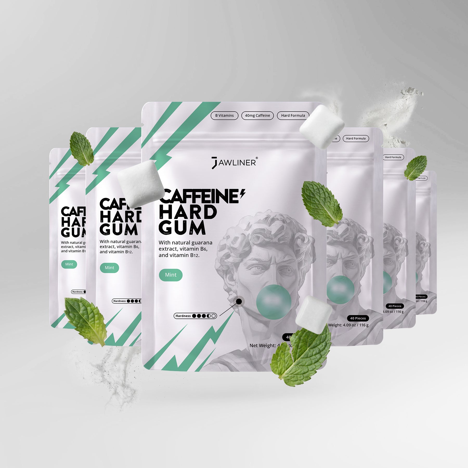 NEW DROP | JAWLINER® Chewing Gum Hard + Caffeine - Mint