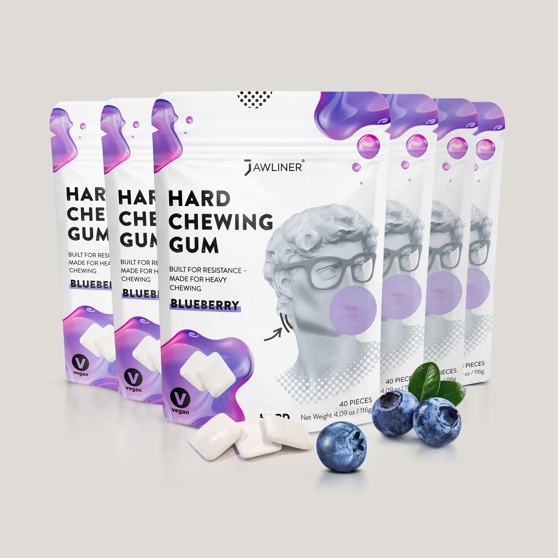 JAWLINER® Hard Chewing Gum | Blueberry | NEW DROP